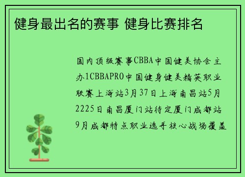 健身最出名的赛事 健身比赛排名